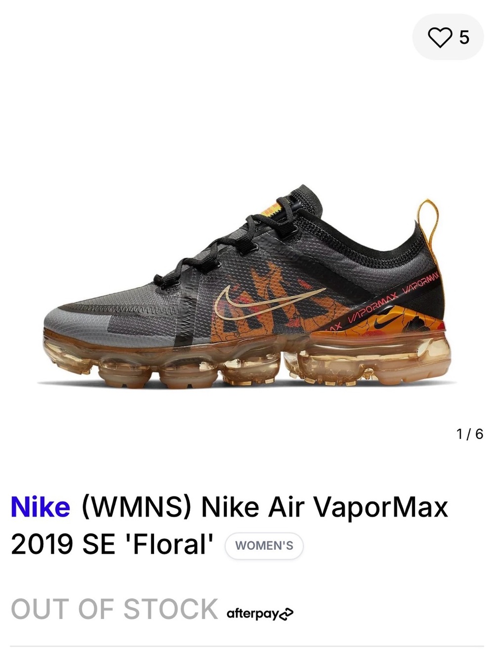 Nike Women’s Air VaporMax 2019 SE Floral US 6.5